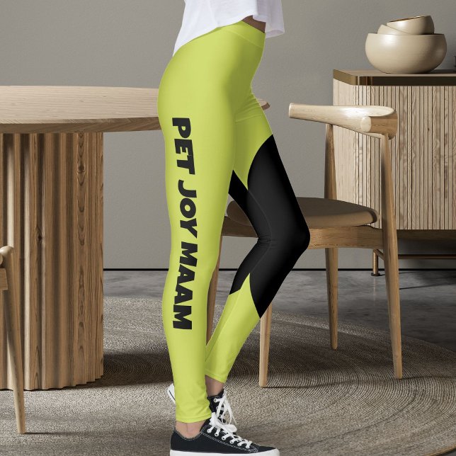 Pet Cat Mom Name Apple Green Black Customized Text Leggings (Creator Uploaded)