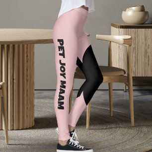 Pet Cat Mom Name Dusty Rose Black Customized Text Leggings