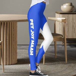 Pet Cat Mom Name Electric Sapphire Blue Custom Fun Leggings