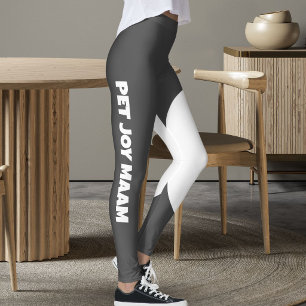 Pet Cat Mom Name Grey White Fun Customized Text Leggings