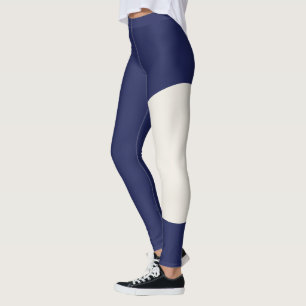 Pet Cat Mom Navy Blue Solid Ivory Customized Text Leggings
