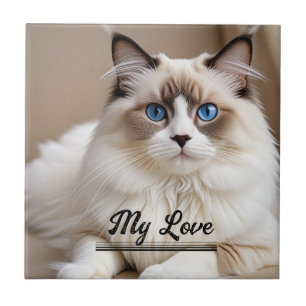 Pet Cat Mom Photo ''My Love'' Personalize Tile