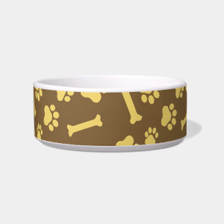 Pet - Cat or Dog Paw Footprint and Bone Pattern Bo Bowl