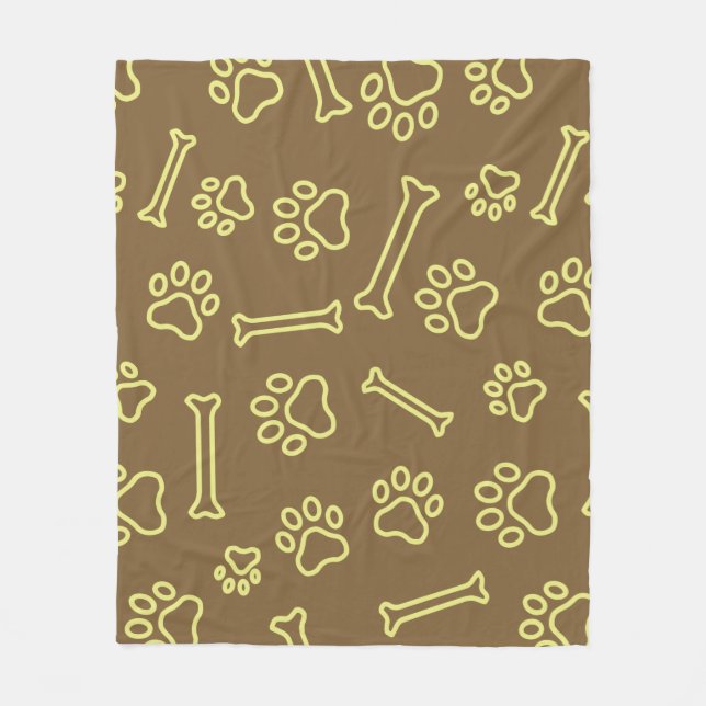 Pet - Cat or Dog Paw Footprint and Bone Pattern   Fleece Blanket (Front)