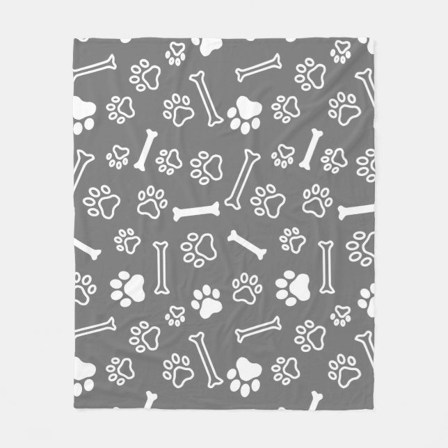 Pet - Cat or Dog Paw Footprint and Bone Pattern   Fleece Blanket (Front)