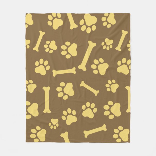 Pet - Cat or Dog Paw Footprint and Bone Pattern   Fleece Blanket (Front)