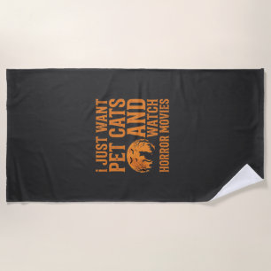 Pet Cats Horror Movies Halloween Design_1 Beach Towel