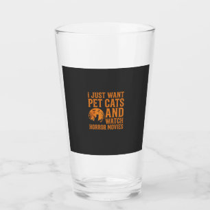 Pet Cats Horror Movies Halloween Design_1 Glass