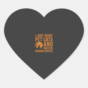 Pet Cats Horror Movies Halloween Design_1 Heart Sticker