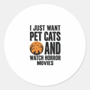Pet Cats Horror Movies Vintage Halloween Shirt Des Classic Round Sticker