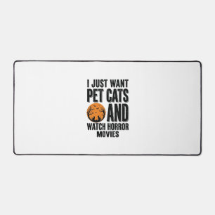 Pet Cats Horror Movies Vintage Halloween Shirt Des Desk Mat