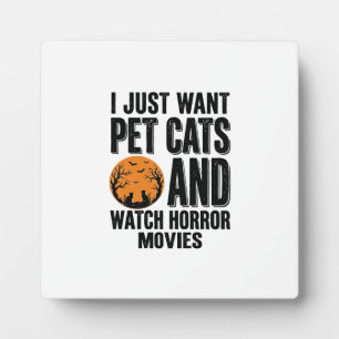 Pet Cats Horror Movies Vintage Halloween Shirt Des Plaque