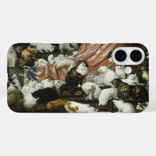 Pet Cats Kittens Vintage Animal Art Monogrammed iPhone 16 Plus Case