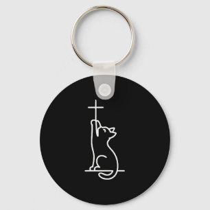 Pet Cats Love Jesus Be Happy Cat  Keychain
