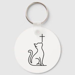 Pet Cats Love Jesus Be Happy Savior  Keychain
