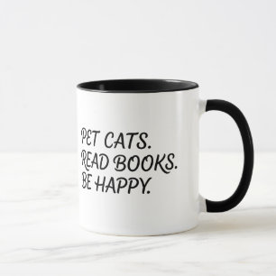 Pet Cats Read Books Be Happy Mug