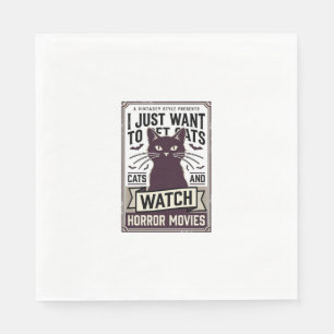 Pet Cats Watch Horror Movies Vintage Cat Design_1 Napkin