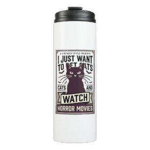 Pet Cats Watch Horror Movies Vintage Cat Design_1 Thermal Tumbler