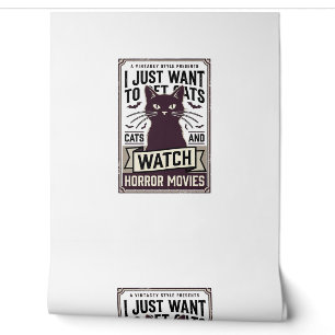 Pet Cats Watch Horror Movies Vintage Cat Design_1 Wallpaper