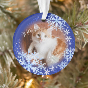 Pet Chat Noël Ornement bleu