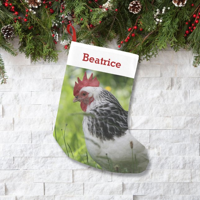 Pet Chicken Lover Photo and Name Personalized Small Christmas Stocking (Creator Uploaded)