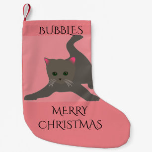 Pet christmas stocking with personalized name. CAT