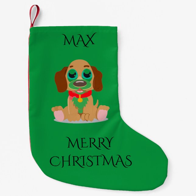 Pet christmas stocking with personalized name. DOG (Front)