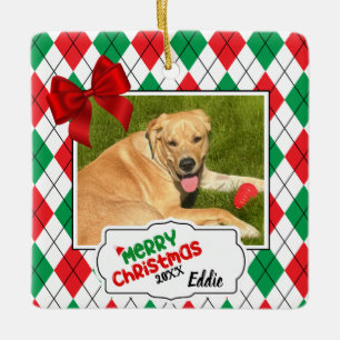Pet Christmas Tree Ornament - Argyle and bows.