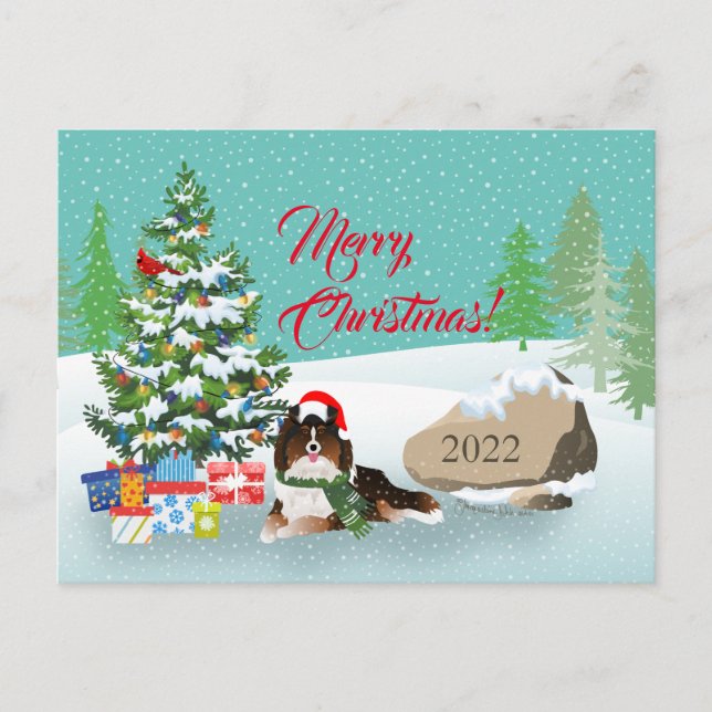 Pet Christmas Tree with Black Sheltie Holiday (Front)