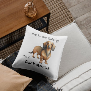 Pet Dachshund Brown Personalize Throw Pillow