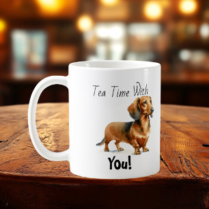 Pet Dachshund Browns 'Tea Time' Personalize  Coffee Mug