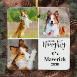 Pet Define Naughty Dog Photo Collage Christmas  Ceramic Ornament<br><div class="desc">Introducing our "Define Naughty" Holiday Ornaments, the perfect blend of humour and elegance for those who cherish their furry friends. These modern and cute photo collage ornaments feature your beloved pets—be it dogs or cats—in a playful and funny theme that asks the cheeky question, "Define Naughty." Each ornaments is crafted...</div>