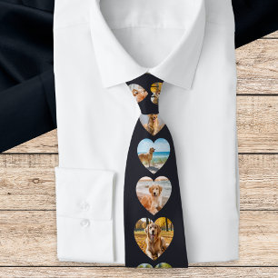 Pet Dog 6-Photo Collage Heart Frames Animal Lover Tie
