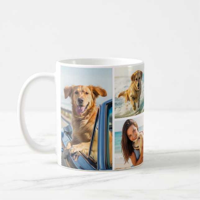 Pet Dog 6 Photo Collage Simple Coffee Mug (Left)