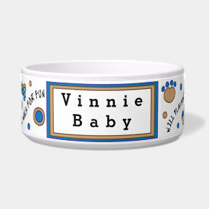 Pet DOG Blue Bowl Large "Will Play for Food"