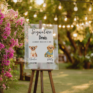 Pet Dog Calligraphy Signature Drink wedding sign