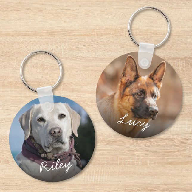 Pet Dog Cat 2 Photo Double-Sided Keychain (Pet Dog Cat 2 Photo Double-Sided Keychain)