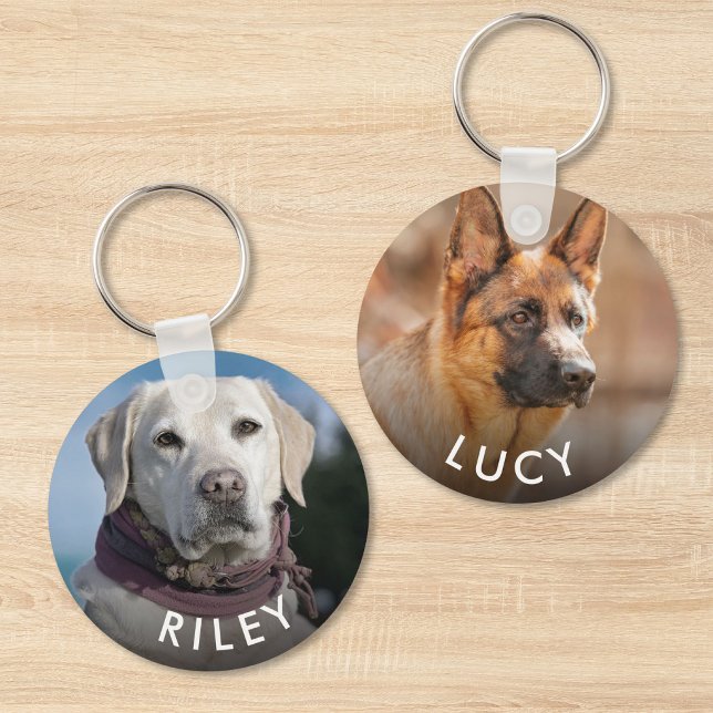 Pet Dog Cat 2 Photo Double-Sided Keychain (Pet Dog Cat 2 Photo Double-Sided Keychain)