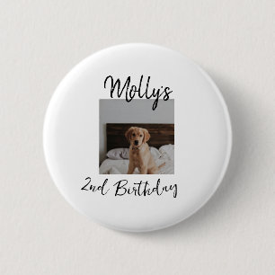 Pet dog cat animal birthday photo modern simple  2 inch round button