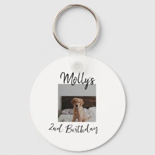 Pet dog cat animal birthday photo modern simple  keychain