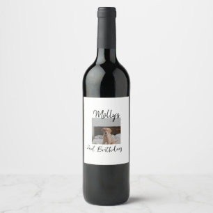 Pet dog cat animal birthday photo modern simple  wine label