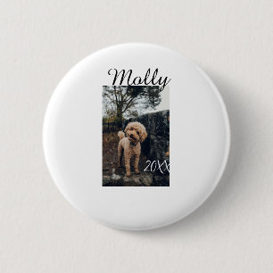 Pet dog cat animal birthday photo modern year date 2 inch round button