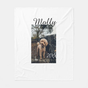 Pet dog cat animal birthday photo modern year date fleece blanket