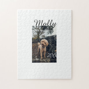 Pet dog cat animal birthday photo modern year date jigsaw puzzle