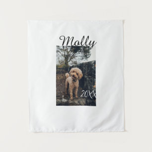 Pet dog cat animal birthday photo modern year date tapestry