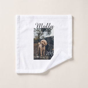 Pet dog cat animal birthday photo modern year date wash cloth