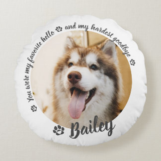 Pet Dog Cat Custom Photo Memorial Keepsake Round Pillow