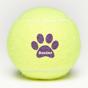 Pet Dog Cat Paw Print Name Personalized  Tennis Balls