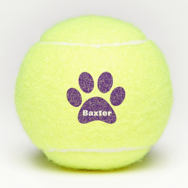 Pet Dog Cat Paw Print Name Personalized  Tennis Balls (Front)