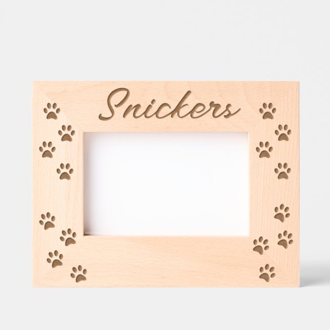 Pet Dog Cat Paws Custom Name Etched Frames (Front)